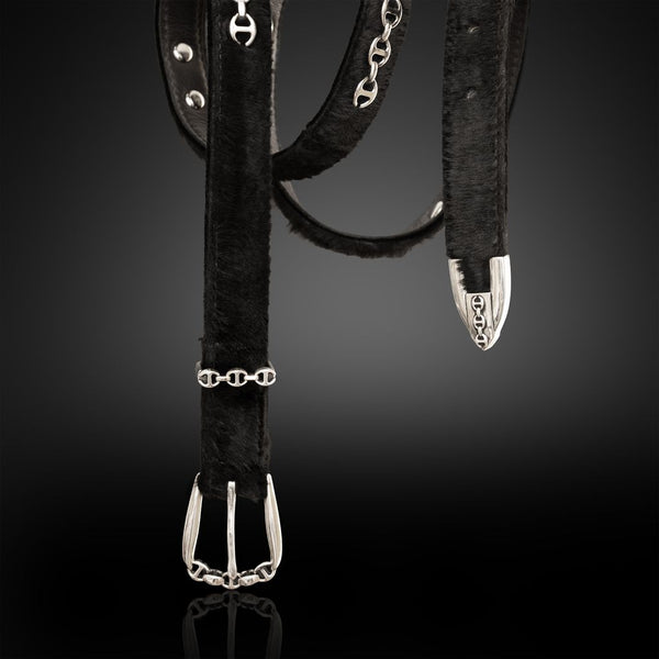 Hoorsenbuhs BLACK LAMB FUR WESTERN BELT