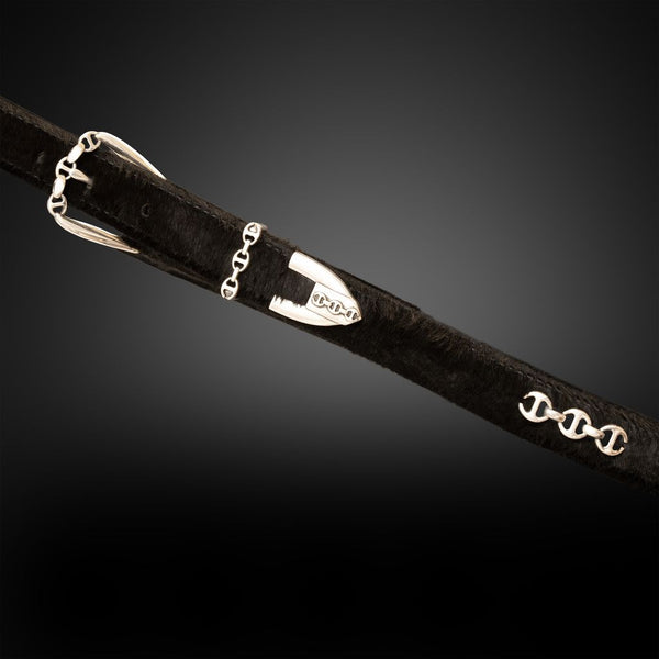 Hoorsenbuhs BLACK LAMB FUR WESTERN BELT