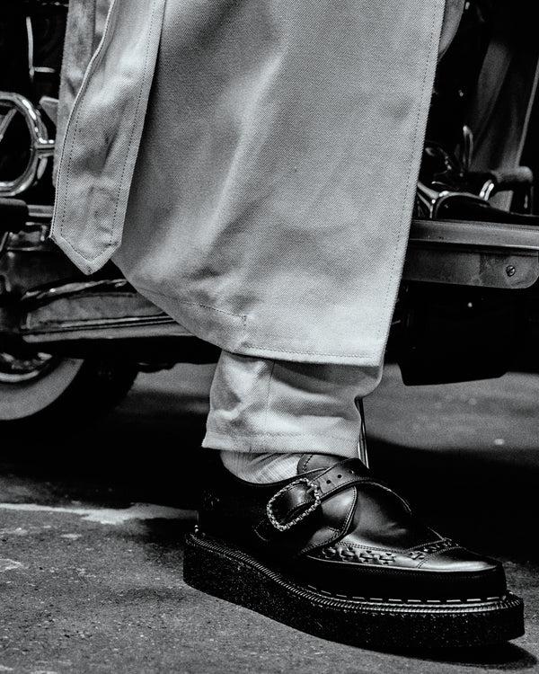 Hoorsenbuhs BLACK LEATHER MONK STRAP CREEPER