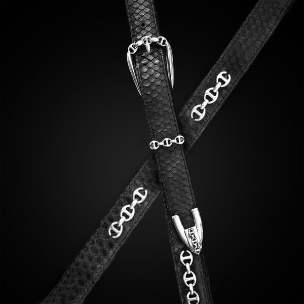 Hoorsenbuhs BLACK SNAKESKIN WESTERN BELT