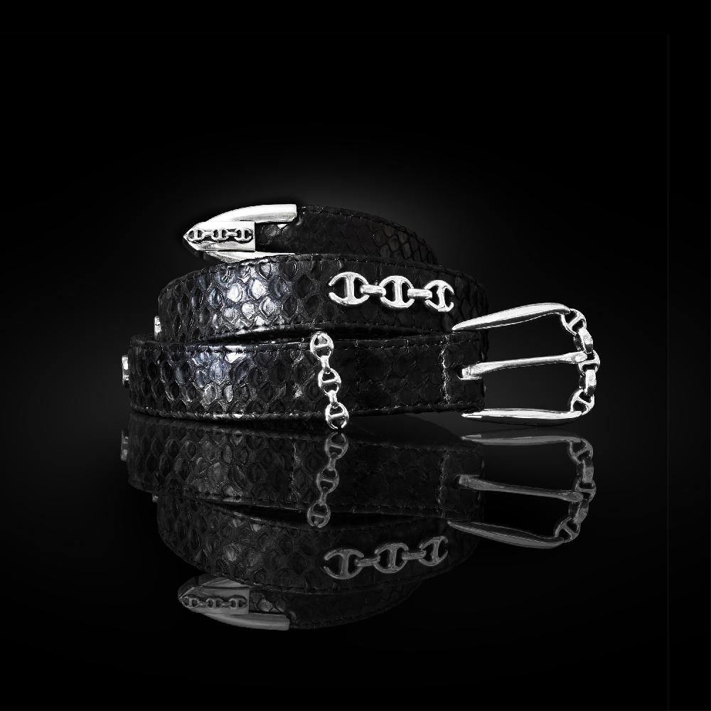 hoorsenbuhs BLACK SNAKESKIN WESTERN BELT