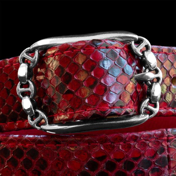 Hoorsenbuhs RED SNAKESKIN SINGLE BUCKLE BELT