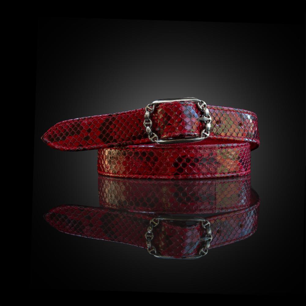 hoorsenbuhs RED SNAKESKIN SINGLE BUCKLE BELT