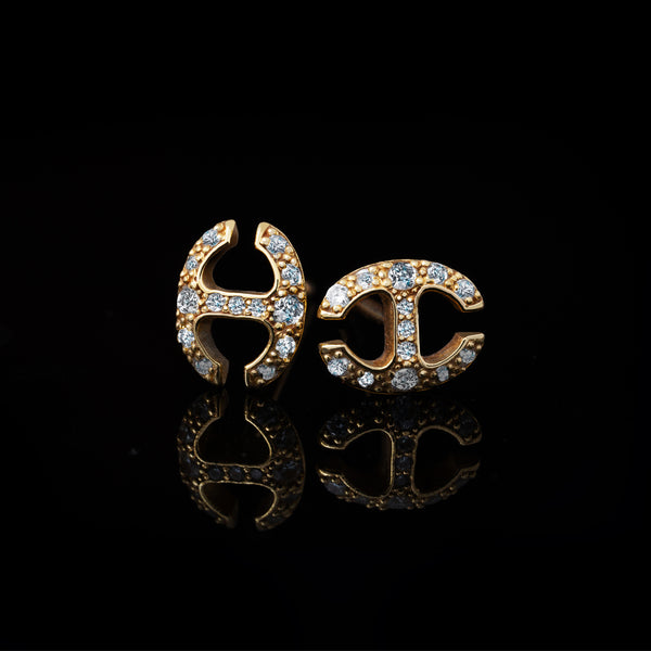 Hoorsenbuhs SMALL LINK STUDS WITH DIAMONDS