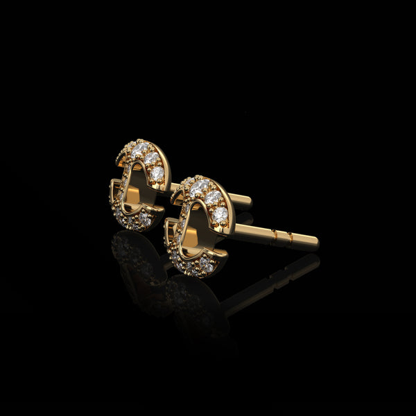 Hoorsenbuhs SMALL LINK STUDS WITH DIAMONDS