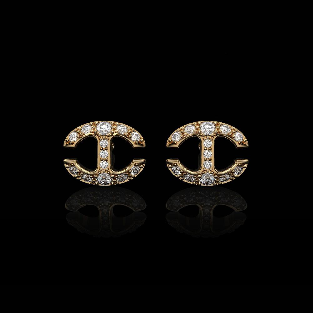 hoorsenbuhs SMALL LINK STUDS WITH DIAMONDS