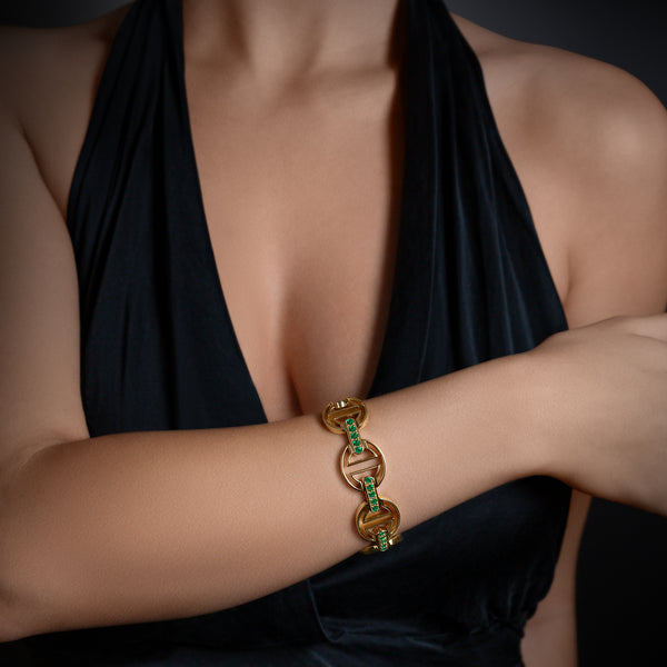 Hoorsenbuhs MMV MEDIUM LINK BRACELET WITH EMERALD BRIDGES