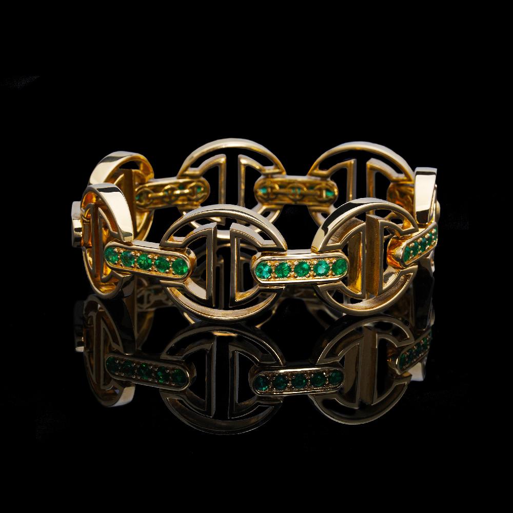 hoorsenbuhs MMV MEDIUM LINK BRACELET WITH EMERALD BRIDGES