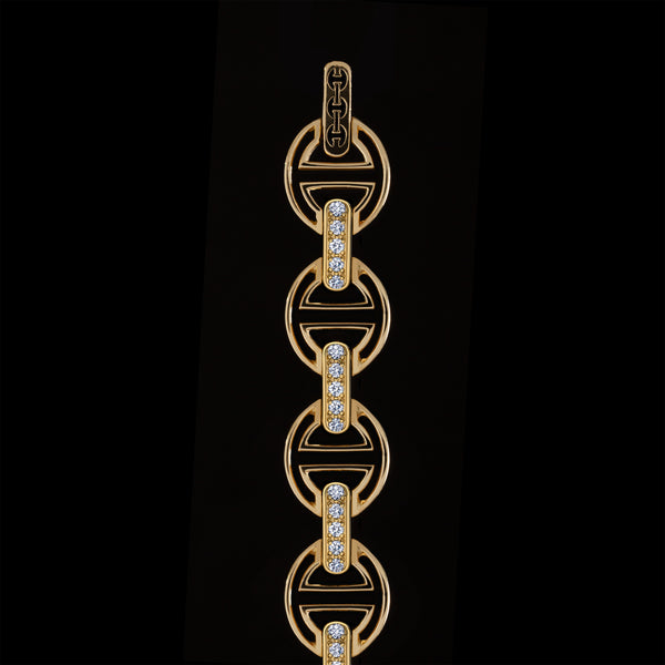 Hoorsenbuhs MMV SMALL LINK BRACELET WITH DIAMOND BRIDGES