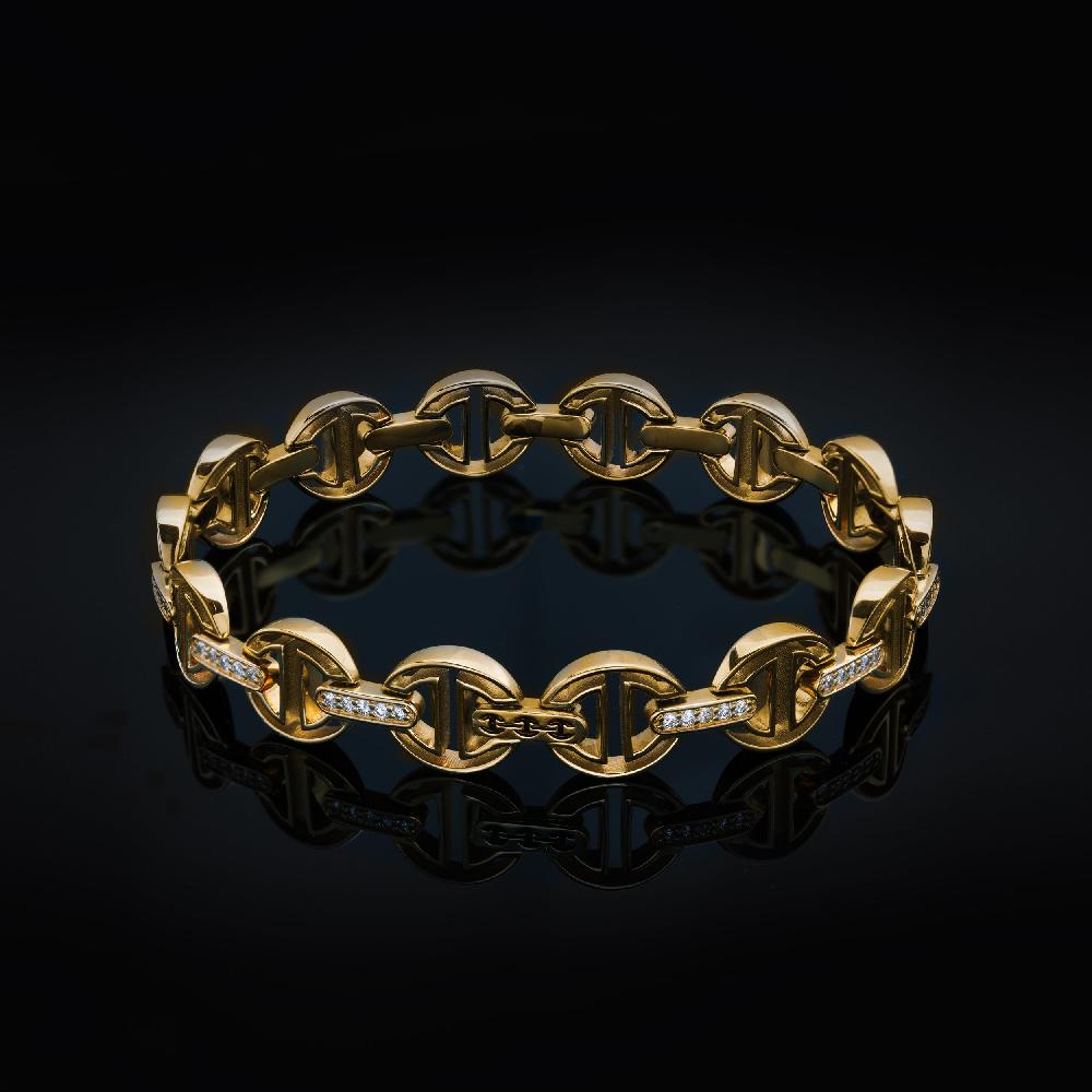 hoorsenbuhs MMV SMALL LINK BRACELET WITH DIAMOND BRIDGES