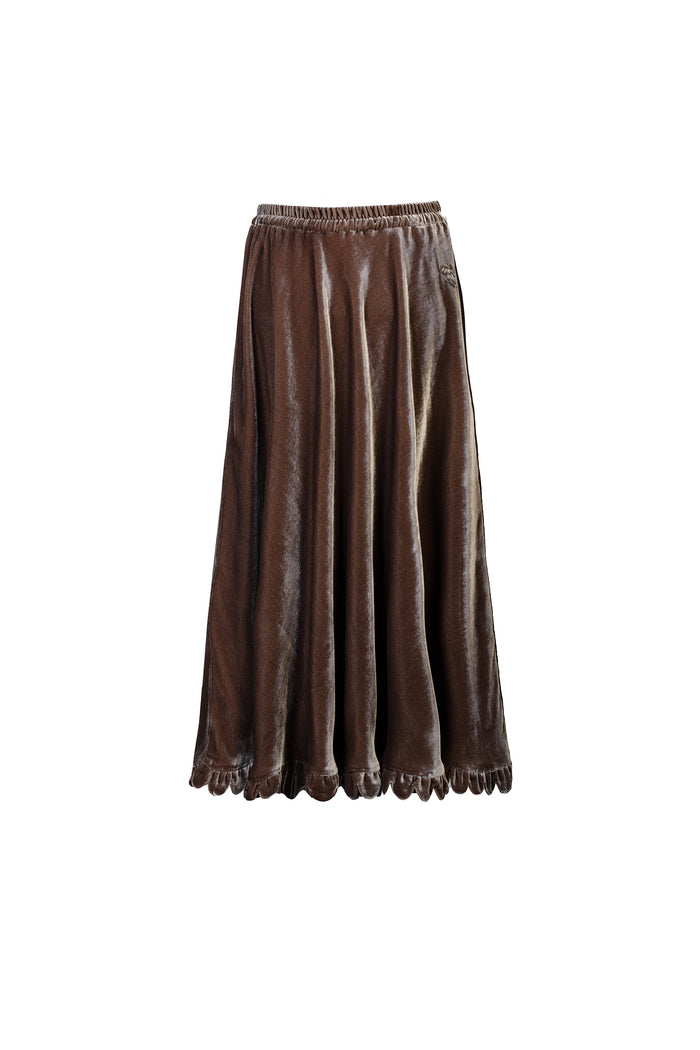 horror vacui AMBER velvet scallop edge skirt