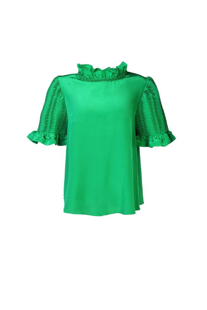 horror vacui CASPAR silk crepe top