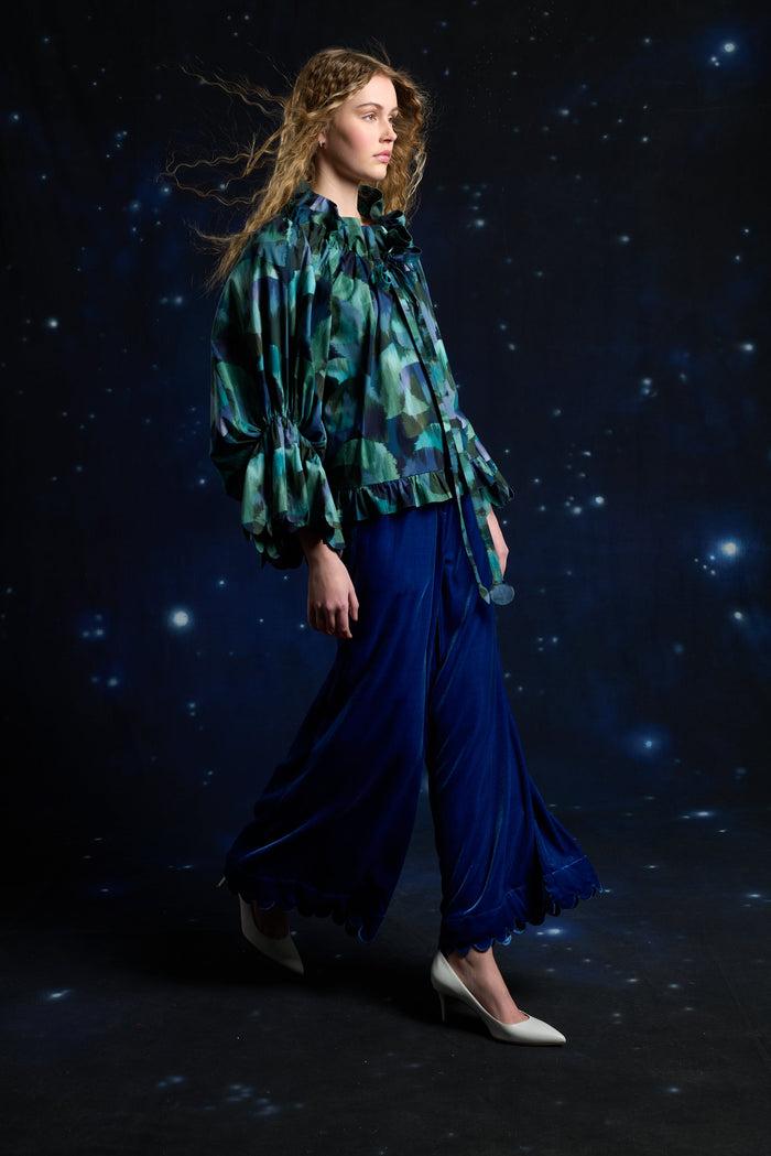 Horror Vacui FERDI Blue Velvet Scallop Edge Pants