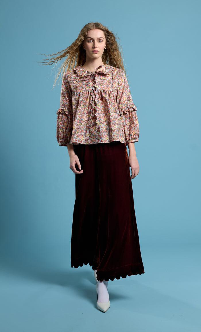 Horror Vacui FERDI Brown Velvet Scallop Edge Pants