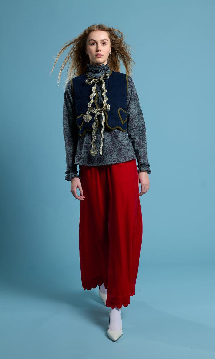 Horror Vacui FERDI Red Velvet Scallop Edge Pants