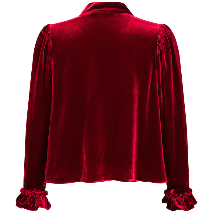 Horror Vacui ISALIE Burgundy Velvet Bow Tie Top