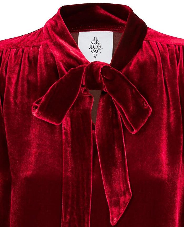 Horror Vacui ISALIE Burgundy Velvet Bow Tie Top