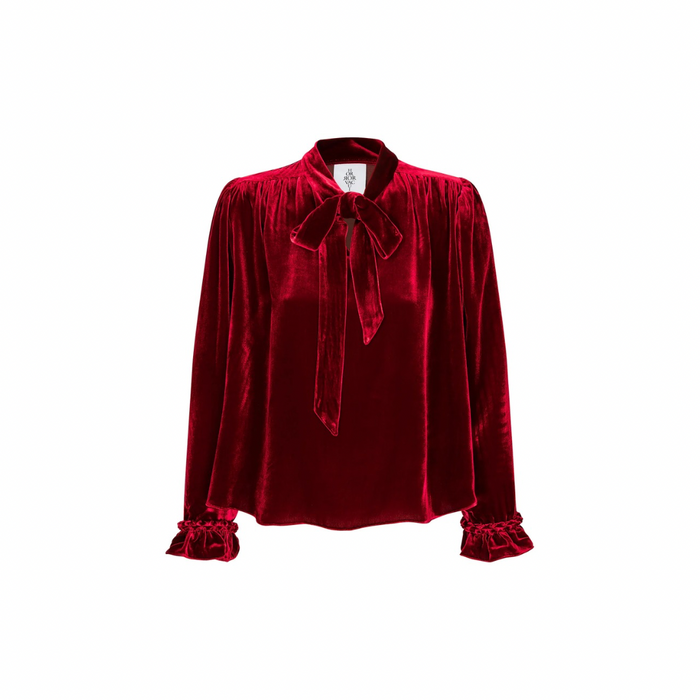 horror vacui ISALIE burgundy velvet bow tie top