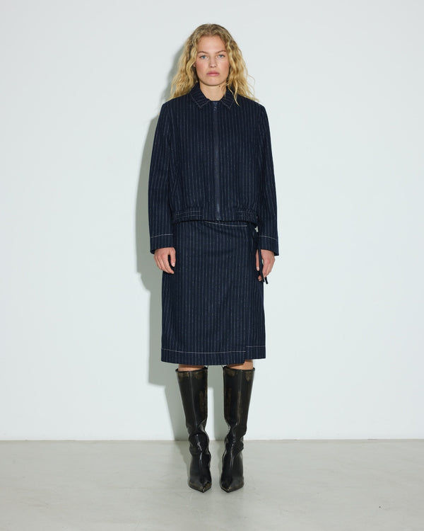 Hosbjerg Rasmine Skirt Dark Blue Pinstripe