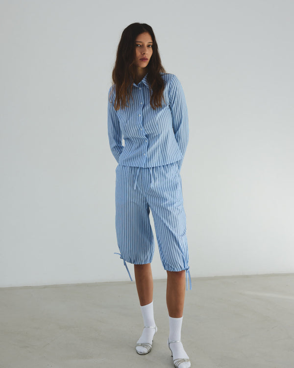 Hosbjerg Talia Capri Pants Blue / Grey Stripe