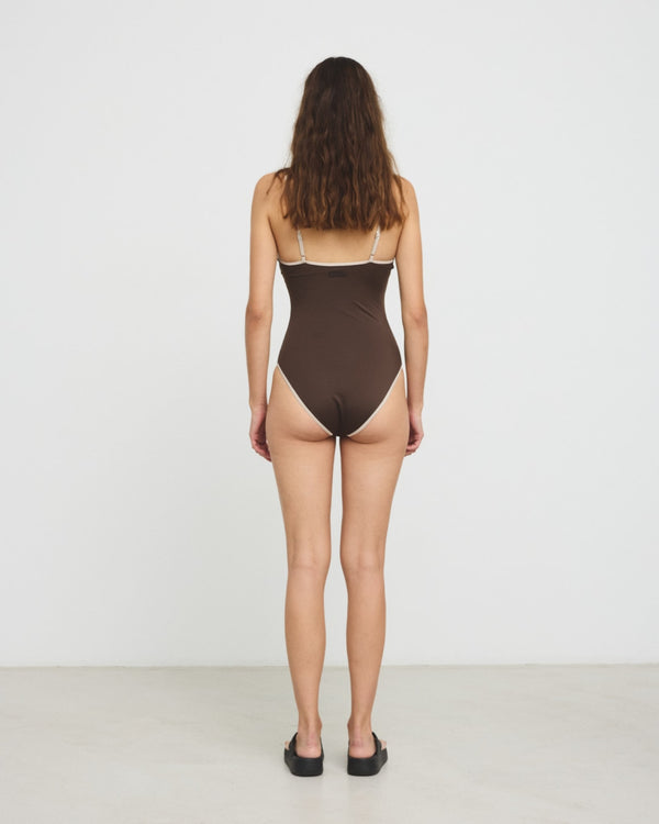 Hosbjerg Tanzania Swimsuit Dark Brown / Beige