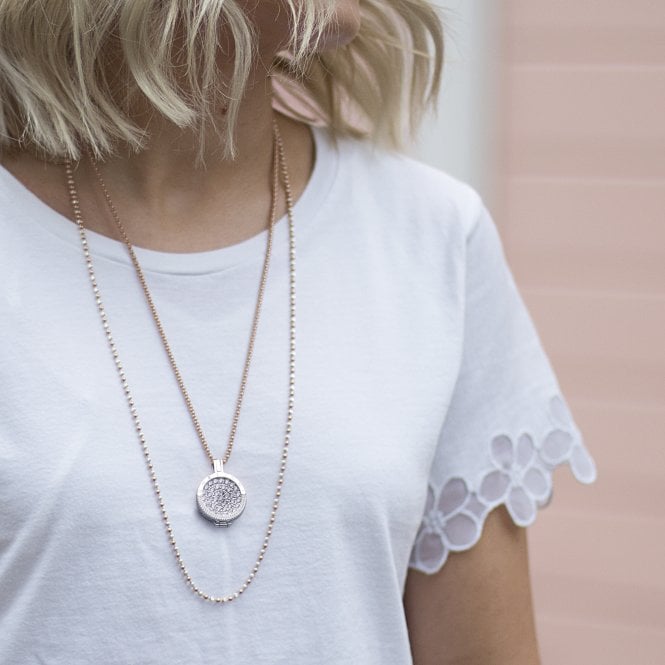 Hot Diamonds 30" Sterling Silver And Rose Gold Plated Accent Bead Chain