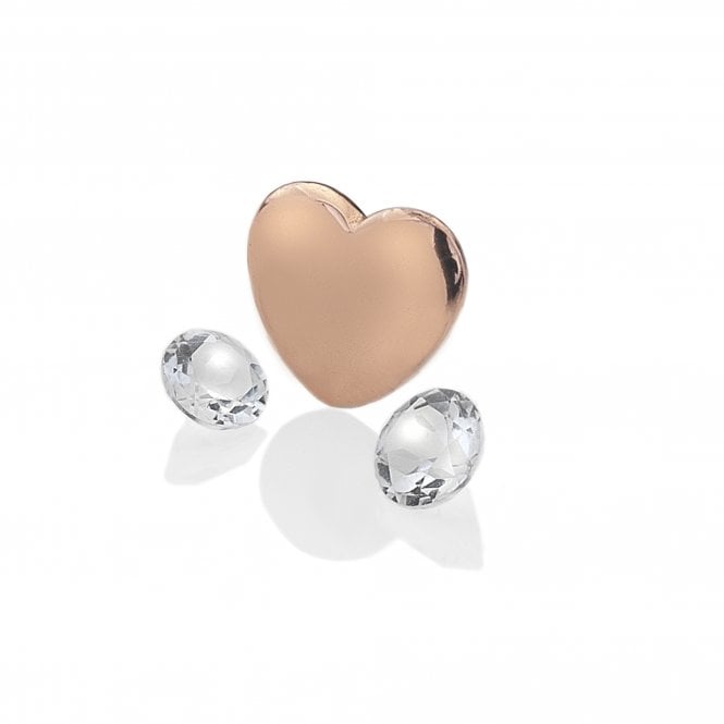 hot diamonds April - Rose Gold Plated Sterling Silver Heart with White Topaz Cabochons