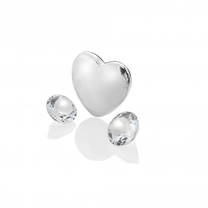 hot diamonds April - Sterling Silver Heart with White Topaz Cabochons