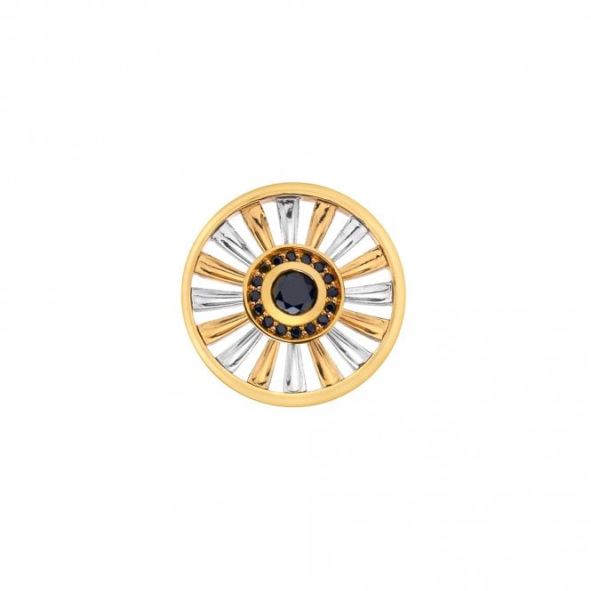 hot diamonds Art Deco Sunrise Silver & Yellow Gold Plated Coin - 25 mm