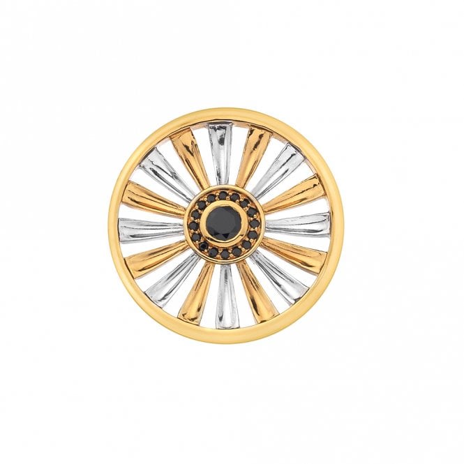 hot diamonds Art Deco Sunrise Silver & Yellow Gold Plated Coin - 33 mm