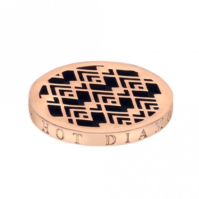 hot diamonds Art Deco Wave Rose Gold Plated Coin - 25mm