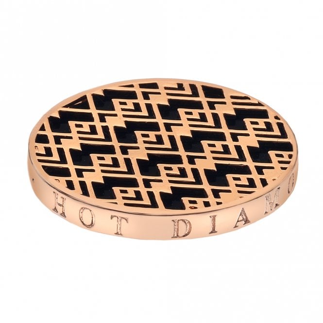 hot diamonds Art Deco Wave Rose Gold Plated Coin - 33mm