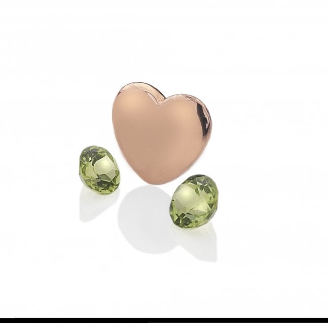 hot diamonds August - Rose Gold Plated Sterling Silver Heart with Peridot Cabochons