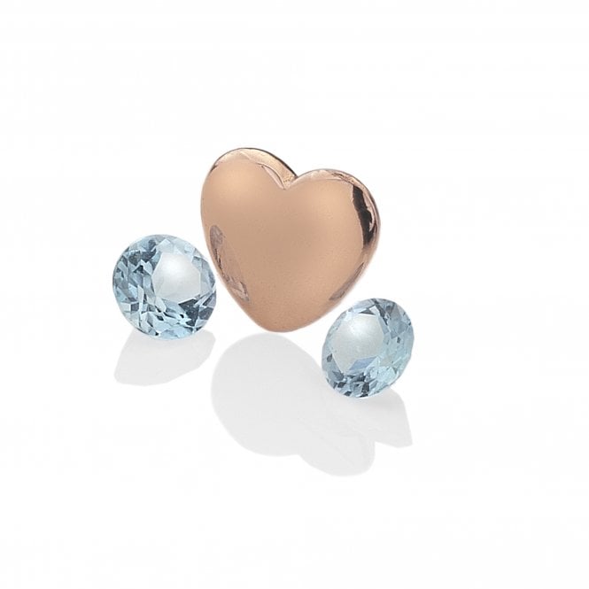 hot diamonds December - Rose Gold Plated Sterling Silver Heart with Blue Topaz Cabochons