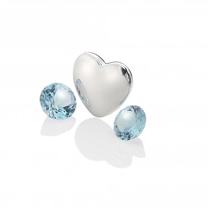 hot diamonds December - Sterling Silver Heart with Blue Topaz Cabochons