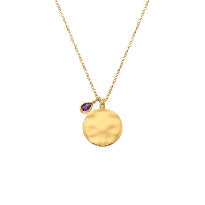 Hot Diamonds February Birthstone Circle Pendant - Yellow Gold Plate