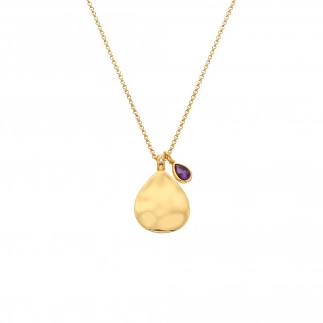 Hot Diamonds February Birthstone Teardrop Pendant - Yellow Gold Plate