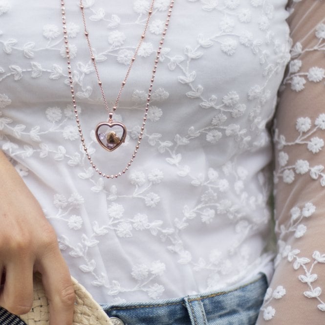 Hot Diamonds February - Rose Gold Plated Sterling Silver Heart With Amethyst Cabochons