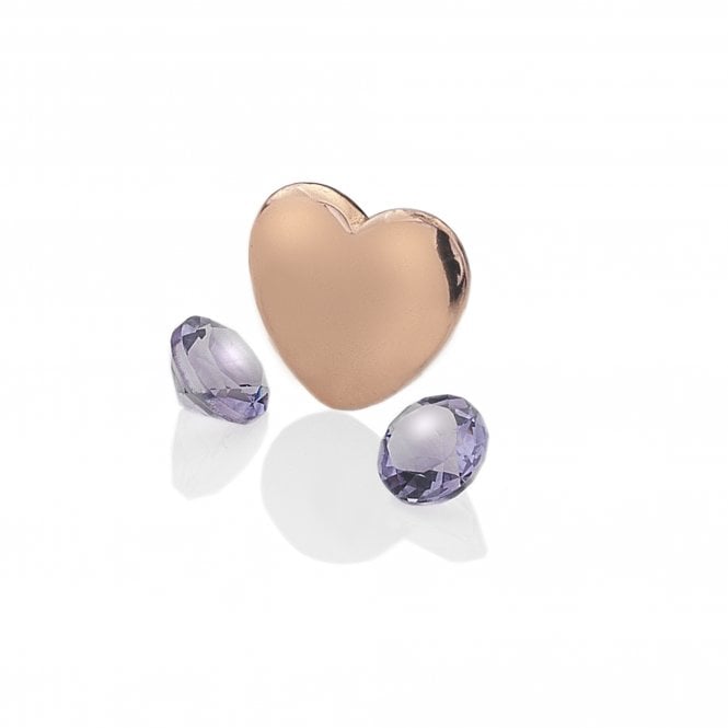 hot diamonds February - Rose Gold Plated Sterling Silver Heart with Amethyst Cabochons