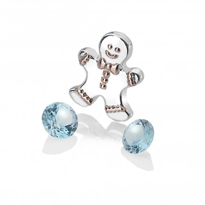 hot diamonds Gingerbread Man Charm with Blue Topaz Stones