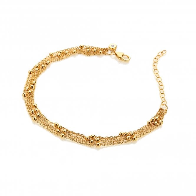 hot diamonds HD X Tasha Ghouri Multi Strand Bead Bracelet - Yellow Gold Plate