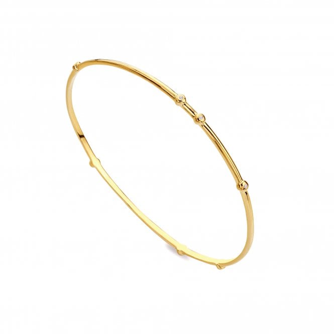 Hot Diamonds HD X Tasha Ghouri Organic White Topaz Bangle - Yellow Gold Plate