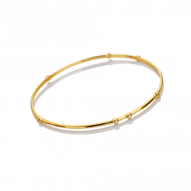 hot diamonds HD X Tasha Ghouri Organic White Topaz Bangle - Yellow Gold Plate