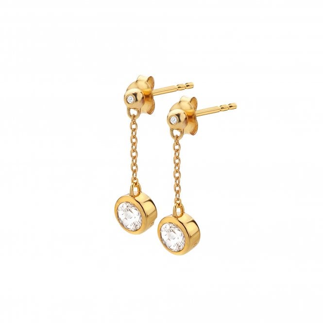 hot diamonds HDXGEM Droplet Chain Earrings - White Topaz