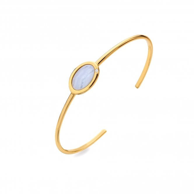 Hot Diamonds HDXGEM Horizontal Oval Bangle - Blue Lace Agate