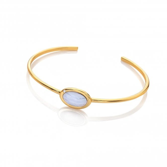 hot diamonds HDXGEM Horizontal Oval Bangle - Blue Lace Agate