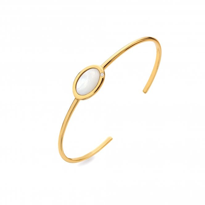 Hot Diamonds HDXGEM Horizontal Oval Bangle - Mother Of Pearl