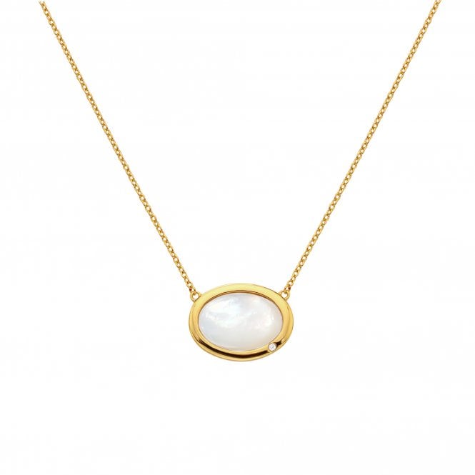 Hot Diamonds HDXGEM Horizontal Oval Necklace - Mother Of Pearl