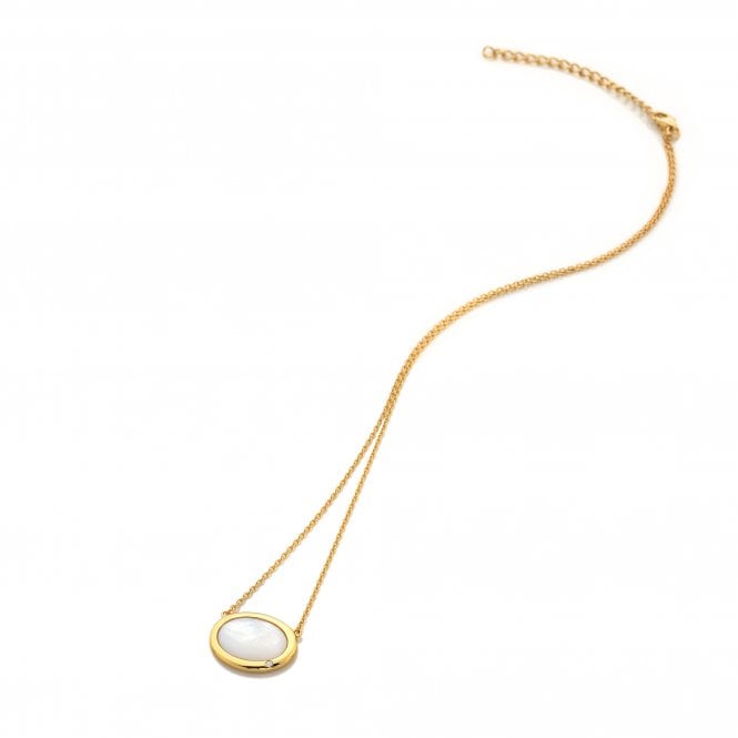 hot diamonds HDXGEM Horizontal Oval Necklace - Mother of Pearl