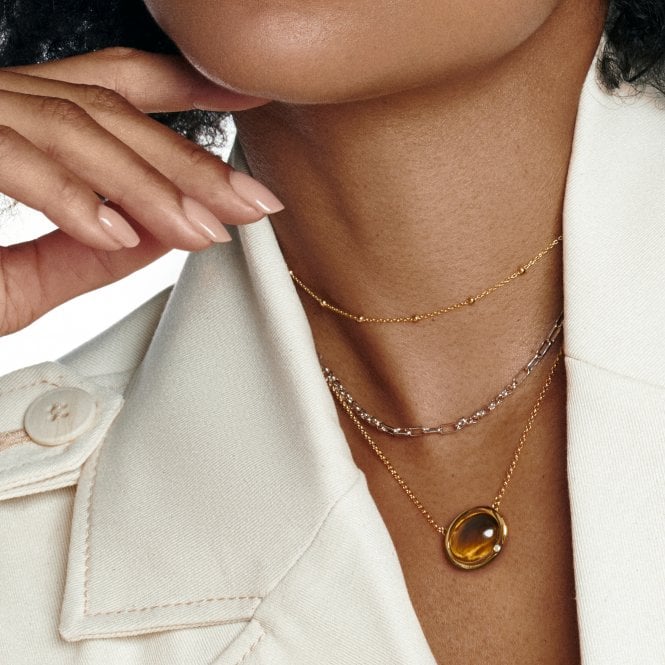 Hot Diamonds HDXGEM Horizontal Oval Necklace - Tigers Eye